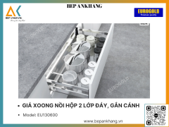 Kệ xoong nồi hộp 2 lớp đáy, gắn cánh Eurogold EU130600 - 600mm - Inox hộp